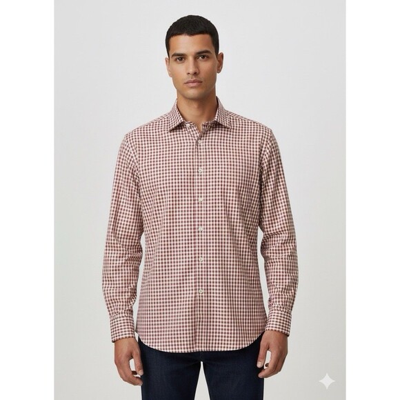 Peter Millar Men's Nanoluxe Easy Care Button-Down Long Sleeve Shirt Large Red - Picture 1 of 9